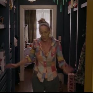 Carrie Bradshaw Vintage Patchwork Button Down Shirt